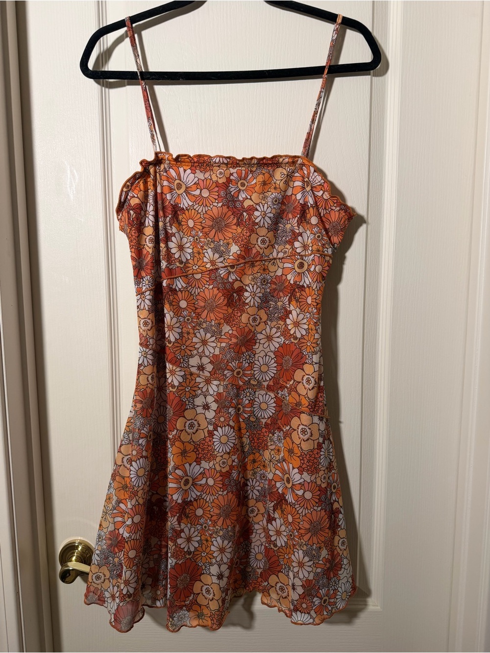 Floral Spaghetti-Strap Sundress in Orange